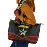 Mozambique Leather Tote Bag Black Red Tribal Design Map - African Pride