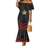 Mozambique Mermaid Dress Black Red Tribal Design Map - African Pride