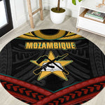 Mozambique Round Carpet Black Red Tribal Design Map - African Pride