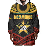 Mozambique Wearable Blanket Hoodie Black Red Tribal Design Map - African Pride