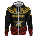 Mozambique Zip Hoodie Black Red Tribal Design Map - African Pride