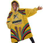 Mozambique Kid Wearable Blanket Hoodie Yellow Red Green Swirl Independence Day - African Pride