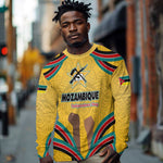 Mozambique Long Sleeve Shirt Yellow Red Green Swirl Independence Day - African Pride