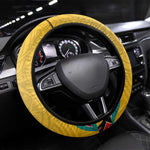Mozambique Steering Wheel Cover Yellow Red Green Swirl Independence Day - African Pride