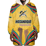 Mozambique Wearable Blanket Hoodie Yellow Red Green Swirl Independence Day - African Pride