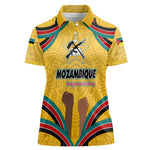 Mozambique Women Polo Shirt Yellow Red Green Swirl Independence Day - African Pride