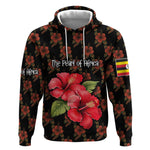 Uganda Hoodie - Hibiscus Flower Pattern and The Pearl of Africa Text