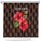 Uganda Shower Curtain - Hibiscus Flower Pattern and The Pearl of Africa Text