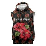 Uganda Sleeveless Hoodie - Hibiscus Flower Pattern and The Pearl of Africa Text - African Pride