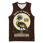 Uganda Basketball Jersey - Grey Crowned Crane and Tribal Pattern Spirit of Uganda Theme - African Pride