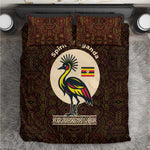Uganda Bedding Set - Grey Crowned Crane and Tribal Pattern Spirit of Uganda Theme