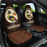 Uganda Car Seat Cover - Grey Crowned Crane and Tribal Pattern Spirit of Uganda Theme