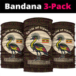Uganda Neck Gaiter - Grey Crowned Crane and Tribal Pattern Spirit of Uganda Theme TS04