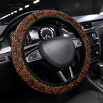 Uganda Steering Wheel Cover - Grey Crowned Crane and Tribal Pattern Spirit of Uganda Theme
