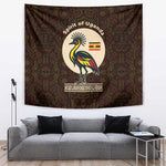Uganda Tapestry - Grey Crowned Crane and Tribal Pattern Spirit of Uganda Theme