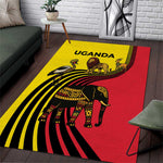 Uganda Area Rug - African Wildlife Elephant Lion and Crane in Tribal Pattern Design
