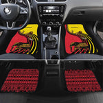 Uganda Car Mats - African Wildlife Elephant Lion and Crane in Tribal Pattern Design