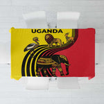 Uganda Tablecloth - African Wildlife Elephant Lion and Crane in Tribal Pattern Design