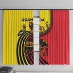 Uganda Window Curtain - African Wildlife Elephant Lion and Crane in Tribal Pattern Design