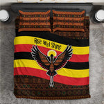 Uganda Bedding Set - Crested Crane and Rise and Shine Tribal Pattern Design