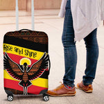 Uganda Luggage Cover - Crested Crane and Rise and Shine Tribal Pattern Design