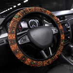 Uganda Steering Wheel Cover - Crested Crane and Rise and Shine Tribal Pattern Design