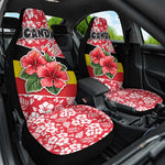 Uganda Car Seat Cover - Red Hibiscus Flowers and National Flag Design
