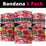 Uganda Neck Gaiter - Red Hibiscus Flowers and National Flag Design TS04