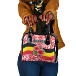Uganda Shoulder Handbag - Red Hibiscus Flowers and National Flag Design