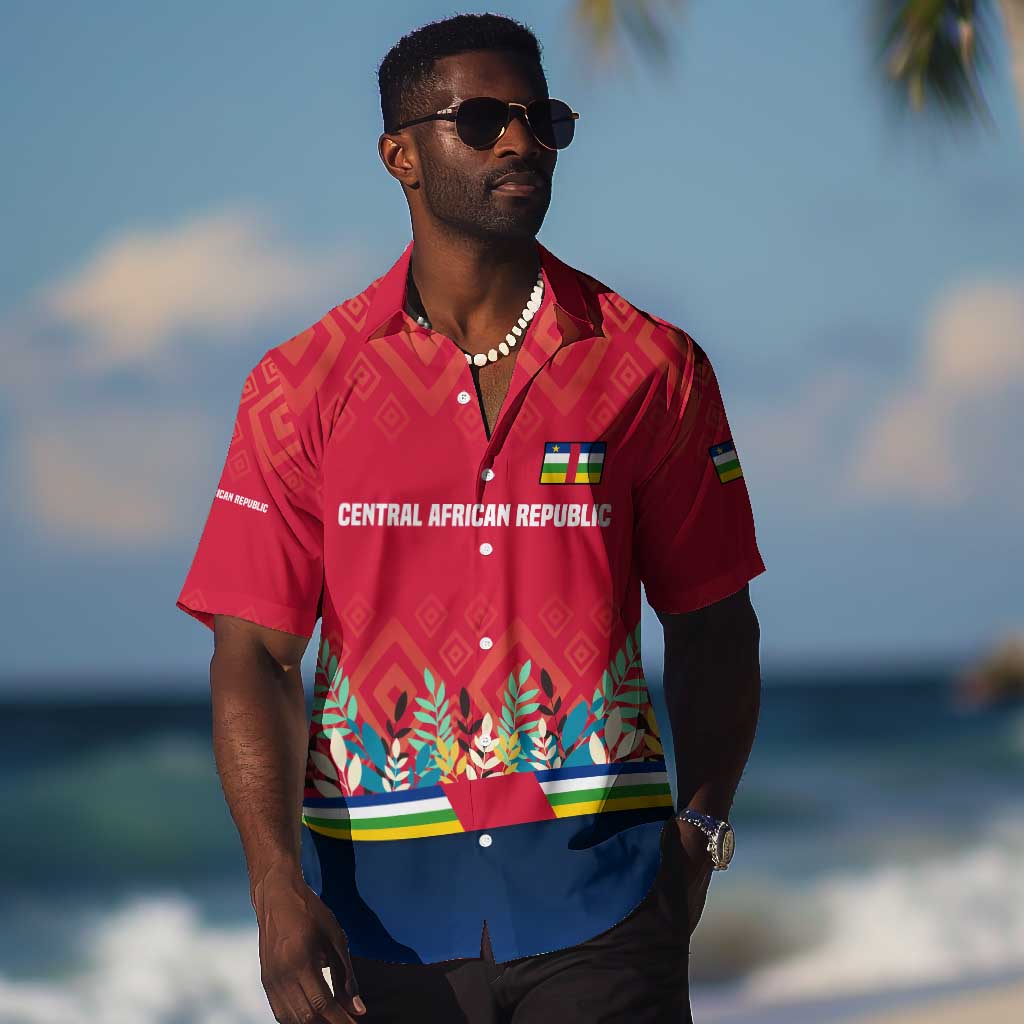 Central African Republic Hawaiian Shirt Red Blue Green Tribal Design - African Pride