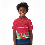 Central African Republic Kid Polo Shirt Red Blue Green Tribal Design - African Pride
