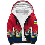Central African Republic Sherpa Hoodie Red Blue Green Tribal Design - African Pride