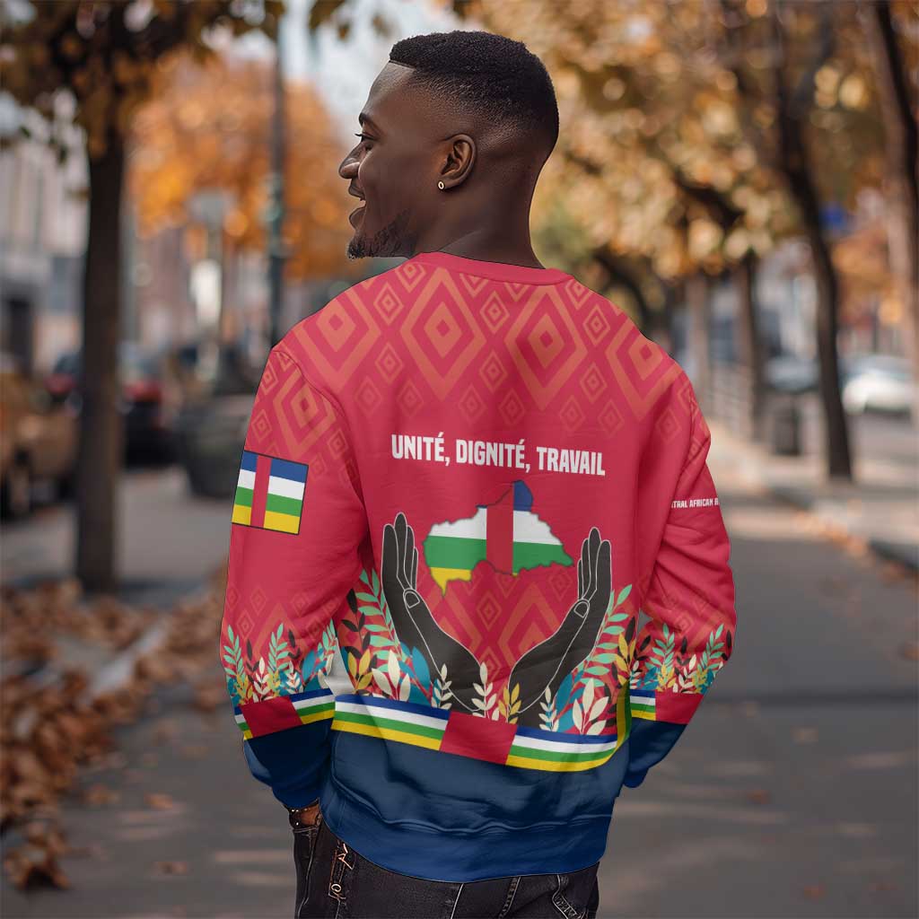 Central African Republic Sweatshirt Red Blue Green Tribal Design - African Pride
