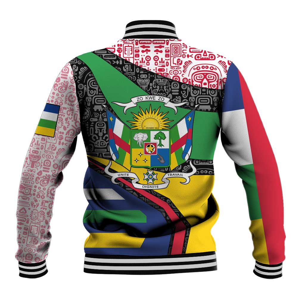 Central African Republic Baseball Jacket Multicolor Tribal Design - African Pride