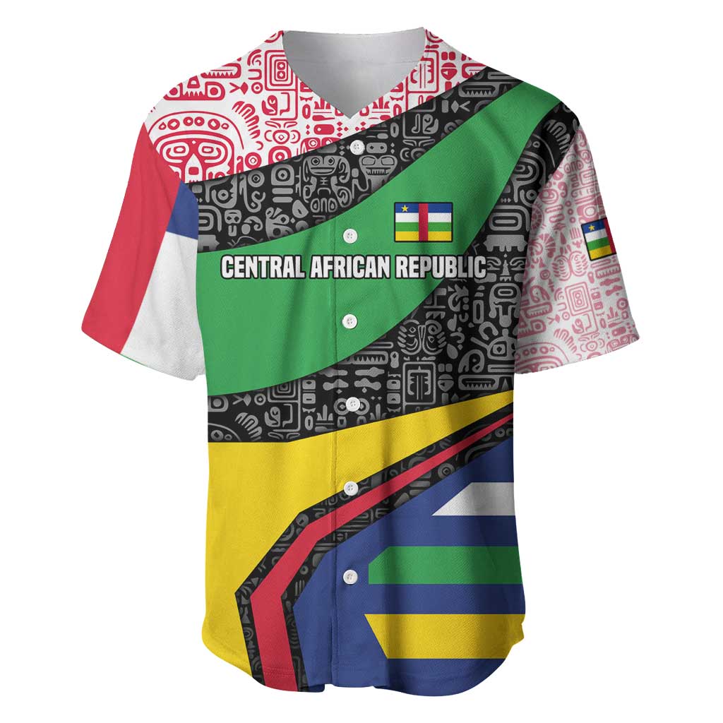 Central African Republic Baseball Jersey Multicolor Tribal Design - African Pride
