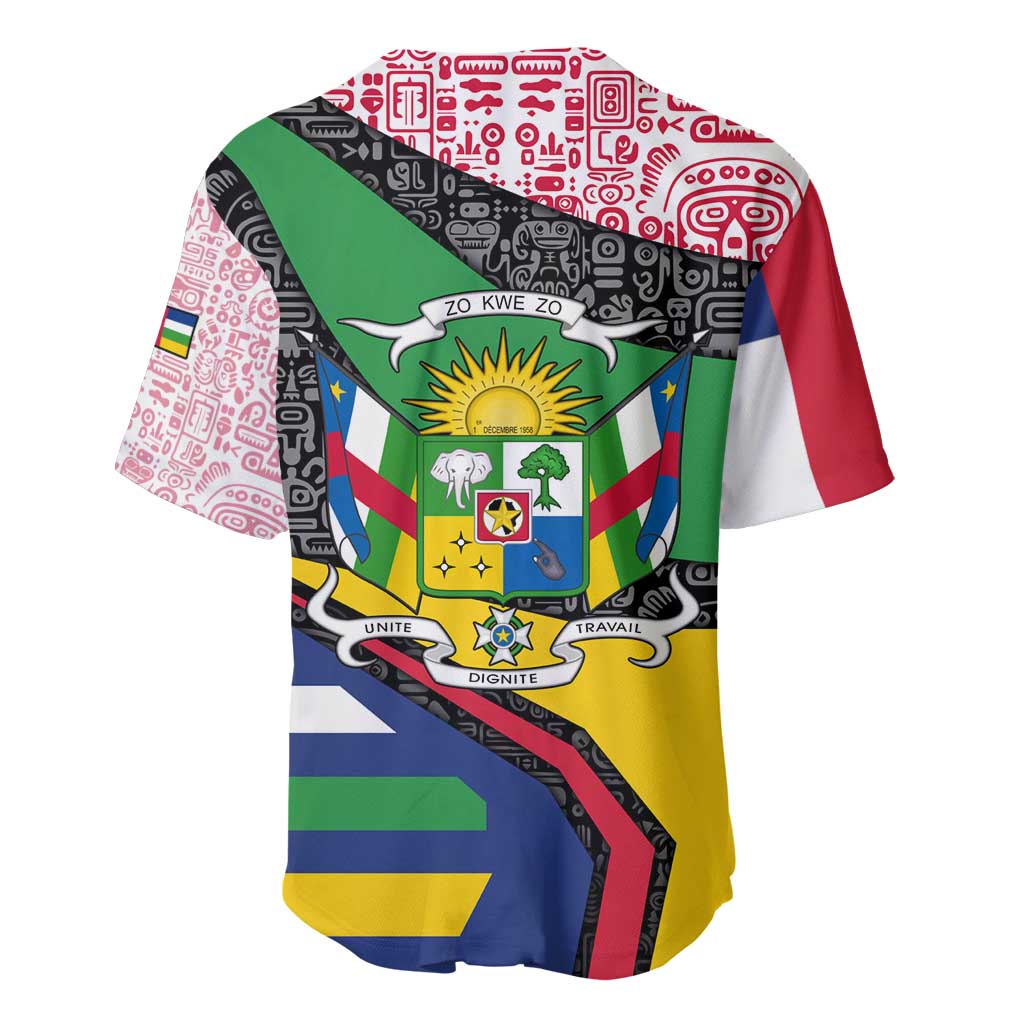 Central African Republic Baseball Jersey Multicolor Tribal Design - African Pride