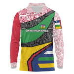 Central African Republic Long Sleeve Polo Shirt Multicolor Tribal Design - African Pride