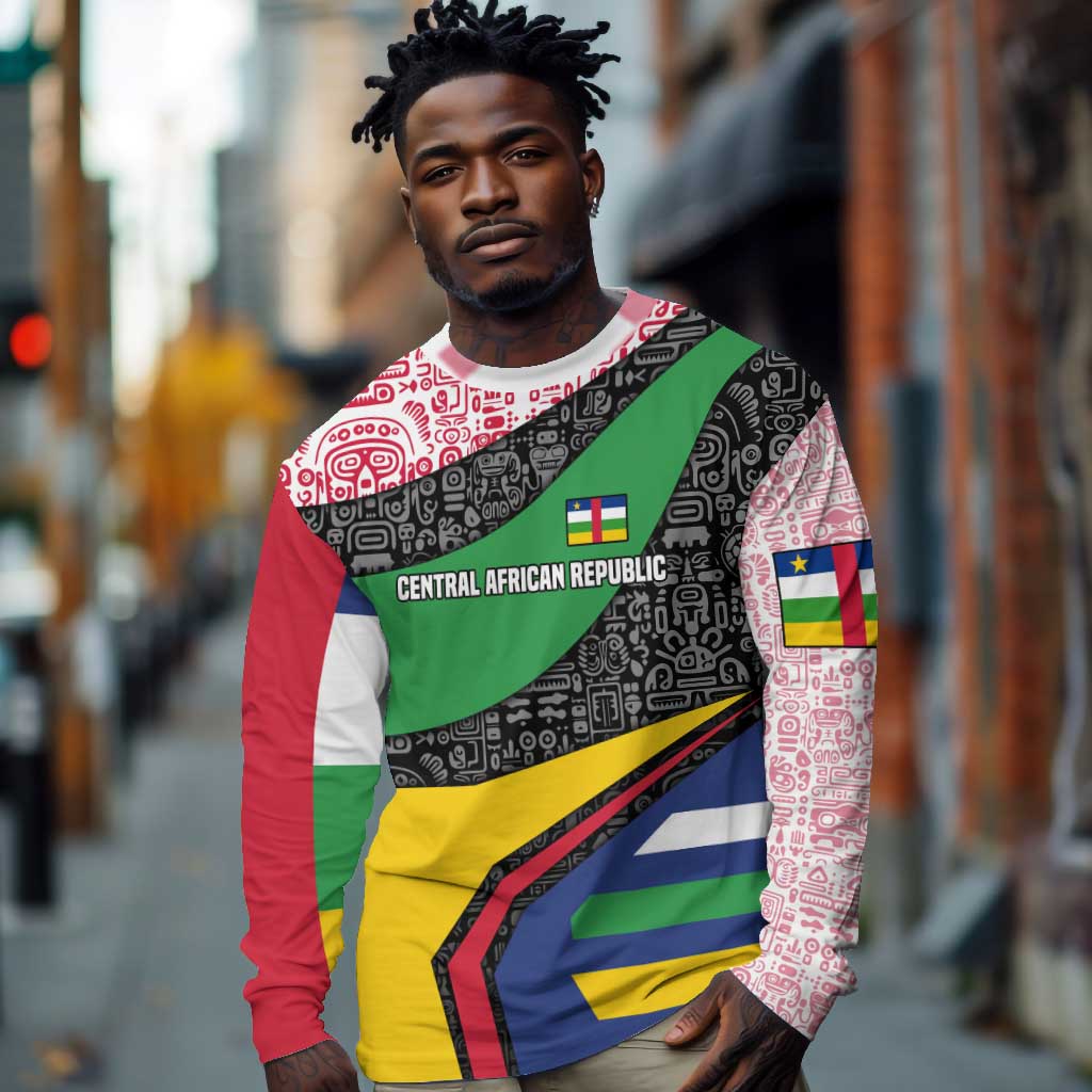 Central African Republic Long Sleeve Shirt Multicolor Tribal Design - African Pride