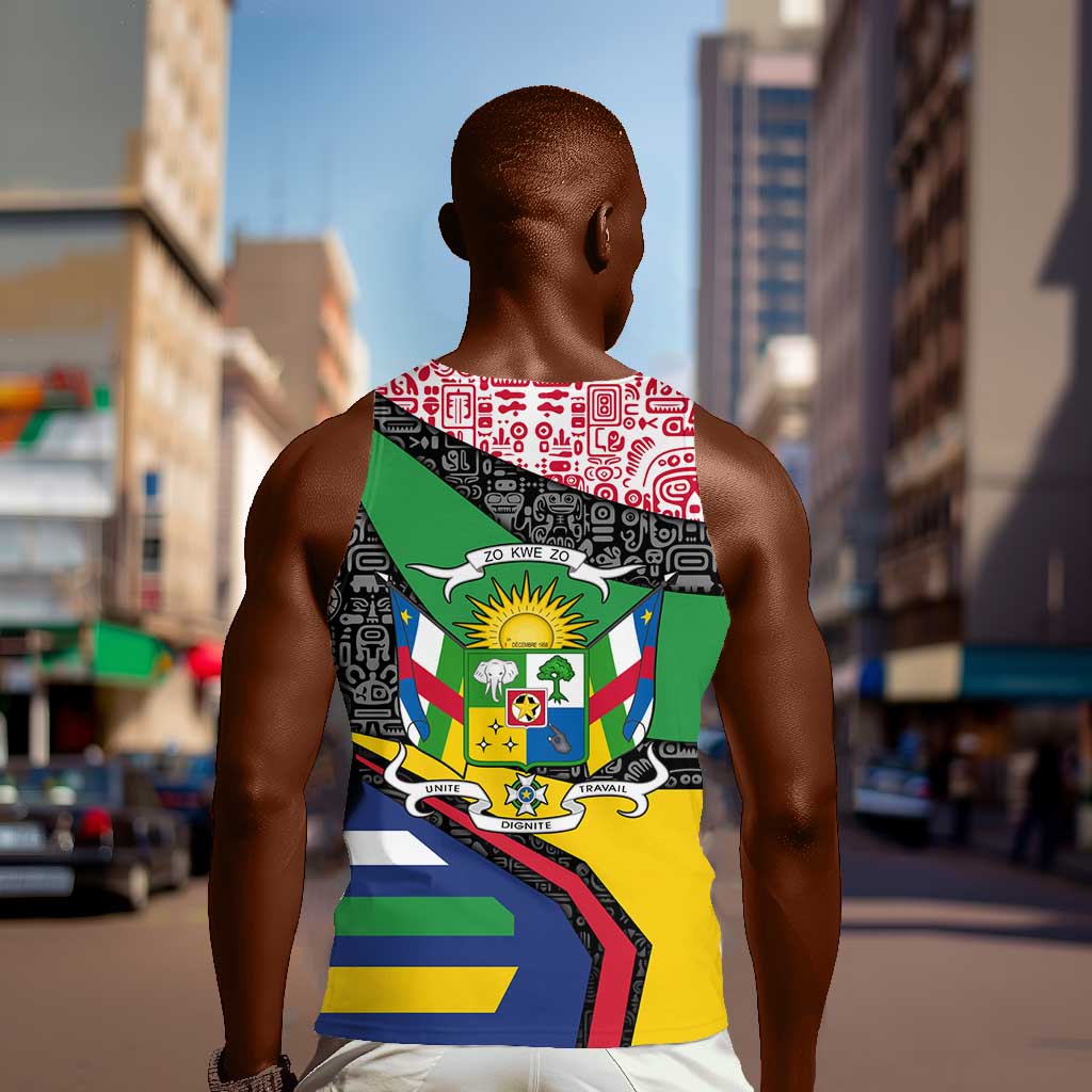 Central African Republic Men Tank Top Multicolor Tribal Design - African Pride