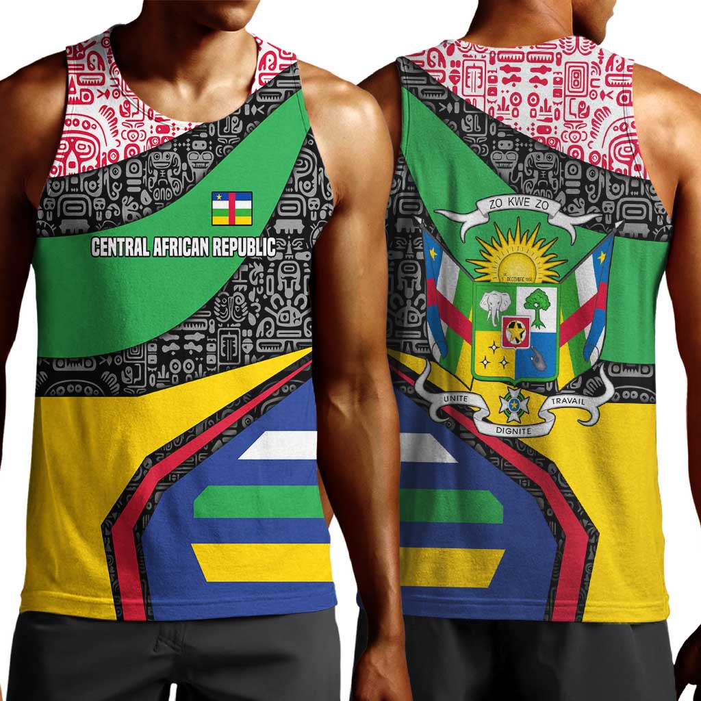 Central African Republic Men Tank Top Multicolor Tribal Design - African Pride