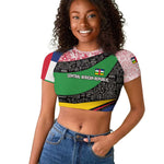 Central African Republic Raglan Cropped T shirt Multicolor Tribal Design - African Pride