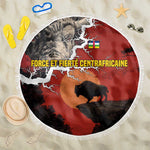 Central African Republic Beach Blanket Red Black Nature Design and Buffalo - African Pride