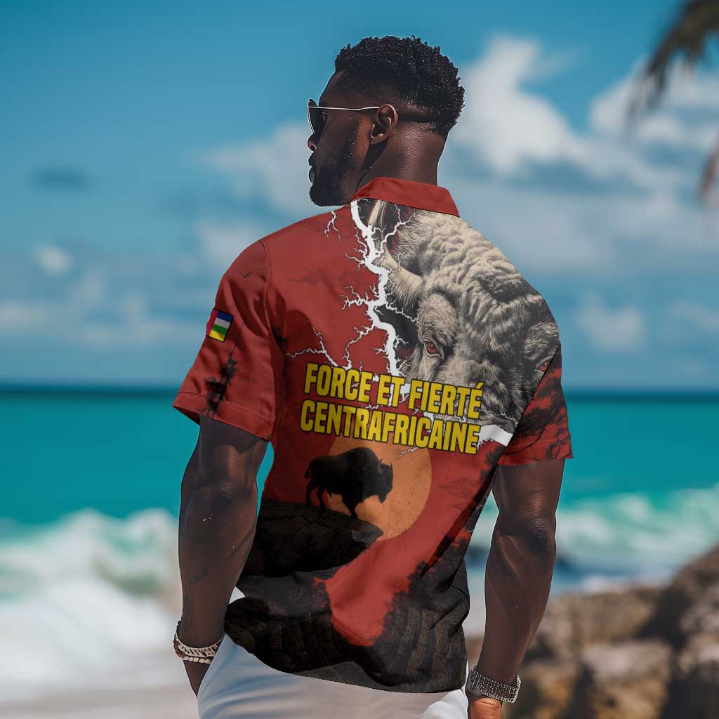 Central African Republic Hawaiian Shirt Red Black Nature Design and Buffalo - African Pride
