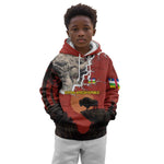 Central African Republic Kid Hoodie Red Black Nature Design and Buffalo - African Pride