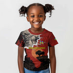 Central African Republic Kid T shirt Red Black Nature Design and Buffalo - African Pride