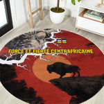 Central African Republic Round Carpet Red Black Nature Design and Buffalo - African Pride