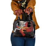 Central African Republic Shoulder Handbag Red Black Nature Design and Buffalo - African Pride
