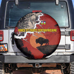 Central African Republic Spare Tire Cover Red Black Nature Design and Buffalo - African Pride