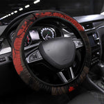 Central African Republic Steering Wheel Cover Red Black Nature Design and Buffalo - African Pride