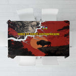 Central African Republic Tablecloth Red Black Nature Design and Buffalo - African Pride